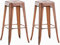 CLP 2er Set Barhocker Joshua I Stapelbare Tresenhocker aus Metall I Barstühle mit Fußstützen I Sitzhöhe 76 cm I Stapelhocker, Farbe:Kupfer