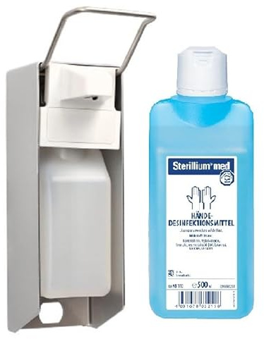 Medi-Inn Wandspender Eurospender Aluminium gebürstet kurzer Armhebel 500 ml + Bode Sterillium med 500 ml…