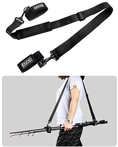 DONQL 1Stück Angelriemen Gürtel Angelrutenriemenhalter Tackle Straps Angelrute Bänder Angelriemen Gurte Angelriemen für Ruten Adjustable Length 77-137cm Schwarz