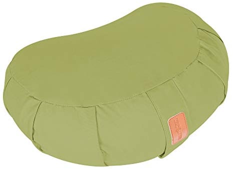 GORILLA SPORTS® Yoga-Kissen Halbmond Sitzhöhe 19 cm Grün – Meditationskissen mit waschbarem Baumwoll-Bezug und Bio-Dinkelfüllung