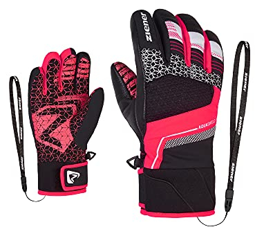 Ziener Kinder LONZALO Ski-Handschuhe/Wintersport | wasserdicht, Primaloft, Black.neon pink, 5