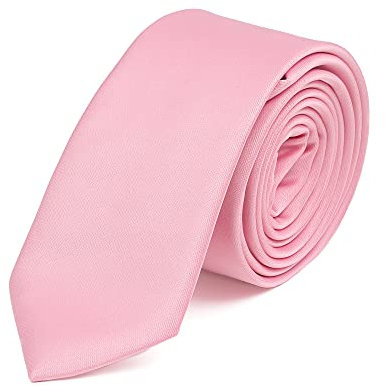 DWOY Cravate pour homme et femme Couleur unie Slim Cravate pour homme 6 cm, rose, taille unique