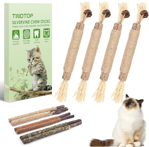 Silvervine - Bastoncini da masticare per gatti, confezione da 10 giocattoli naturali da masticare per gattini, per la pulizia dei denti dei gattini, cura dentale Matatabi, aumenta l'appetito, calma