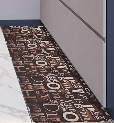 COMERCIAL CANDELA FELPUDOS Y ALFOMBRAS Alfombra de Cocina y Pasillo de Vinilo y Viscoelástica Antimanchas, Lavable | Base PVC Antideslizante y Aislante Diseño (45_x_120_cm, Letras)
