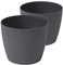 Tymar Blumentopf, 2er-Pack, Runde Form, Übertopf ((2pack) Anthrazit, ø 30 cm)