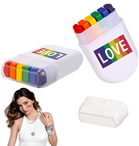 Rainbow Face Paint Stick for Kids and Adults, 2 Pack Rainbow LGBT Crayon Face & Body Paint Brush, Pride Accessories Decorations Fancy Make-Up Stick for Gay Pride Celebrations