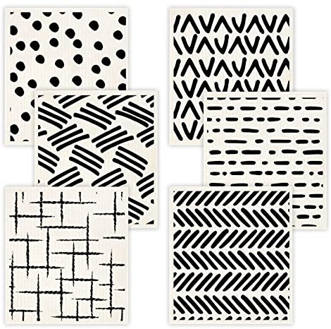 Morigins Swedish Dishcloths for Kitchen,6 Pack Black Minimalist Swedish Dish Towels,Cellulose Sponge Cloths,Non Scratch Reusable Paper Towels, No Odor, Biodegradable and Reusable Kitchen Dish Rags