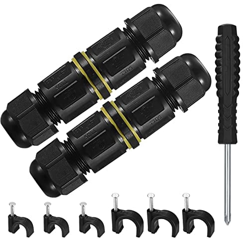 Scatola di Giunzione Impermeabile IP68, Connettori Elettrici per Cavi Esterni, Connettore del Cavo Manica Accoppiatore per Diametro Cavo Ø 4 mm-8 mm (2 Pezzi-3 pin)