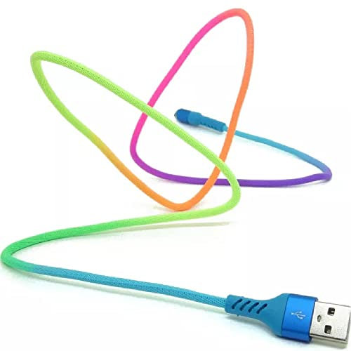 V.S.P. Blue Rainbow USB Cable USB Data Transfer/Sync & Charging Cable with Metal Connector (compatible with/fits apple iPhones)