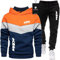 SPONYBORTY Herren-Sportanzug Pullover + Hose zweiteilig dreifarbige Nähte Plus Samtverdickung Jogginganzug Kapuzen-Sweatshirt Sportswear Football/D/S