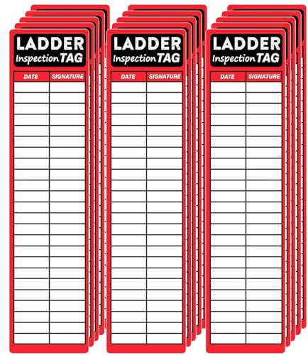 Ladder Inspection Labels 100 Pcs Safety Stickers for Ladders 8.5 x 2 Inch Red Safety Inspection Tags Stickers Vinyl Maintenance Labels Ladder Inspection Tags for Industrial