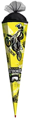 ROTH Schultüte groß Extreme Motocross 85 cm - 6-eckig Rot(h)-Spitze Tüllverschluss