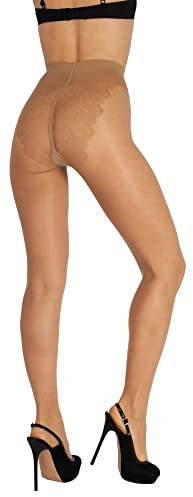 BANANALU 40 Den Spitzen Strumpfhose Bikinihöschenteil Mattoptik Bikini 40 Daino M