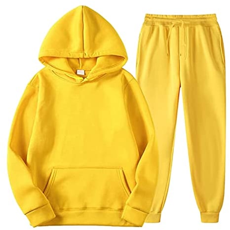 QWUVEDS Männer und Frauen Sport Sets Herbst und Winter Freizeit einfarbige Kapuzenpullover Hosen mit Quasten Sportanzug Trainingsjacke Herren