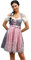 KOJOOIN Damen Dirndl 3tlg. Jacquard Trachtenkleid Kurz mit Dirndlschürze für Oktoberfest Grau-Jacquard(3tlg.) 44