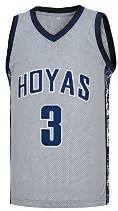 CGUBJI Herren #3 Georgetown Collegiate Athletic Besticktes Retro Basketball Trikot
