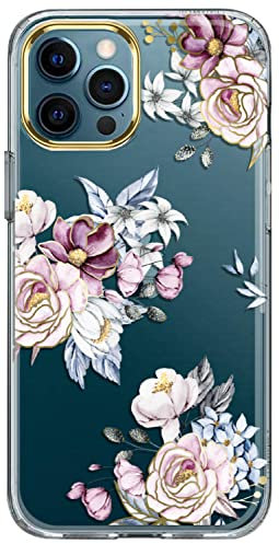 Luolnh Compatible iPhone 11 Case - Cute Flowers Pattern, Shockproof Clear Hard Back Cover for iPhone 11 Pro 5.8 inch - Triangle Purple Lotus