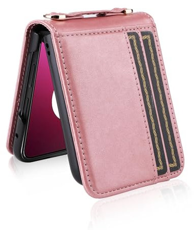 COQUE Motorola Razr 40 Ultra Etui à Rabat, Etui Portefeuille Porte-Cartes de Visite Magnétique Multi-Slot latéral, Housse de Téléphone à Rabat pour Motorola Razr 40 Ultra-Rose