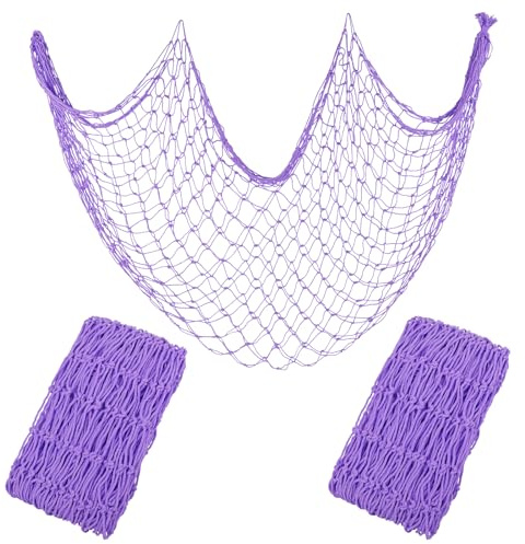 YuanDe - Rete da pesca decorativa viola chiaro, 203 x 101 cm, confezione da 2 pezzi, per foto da appendere alla parete, per nautica, sirena, pirati, oceano, Hawaii, spiaggia, sotto il mare