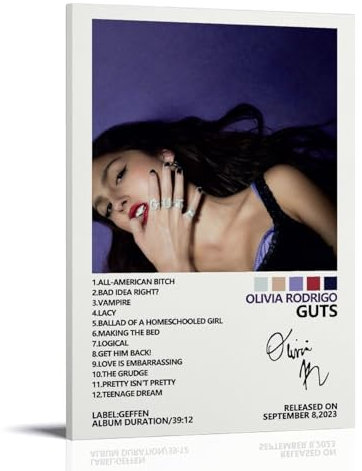 MOMYO Olivia Poster Rodrigo Guts Album Cover Poster für Zimmer Ästhetische Leinwand Wandkunst Schlafzimmer Dekor 40 x 60 cm