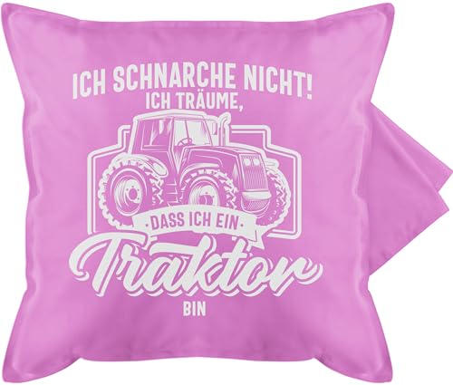 Kissenbezug - Traktoren - Kissen - Ich schnarche Nicht ich träume DASS ich EIN Traktor Bin weiß - 50 x 50 cm - Pink - trecker sprüche wäre Geschenk mit Fan traktorkissen Landwirte Landwirtschaft