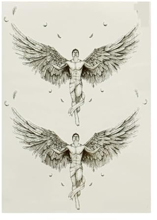 5 Bilder Engel Tattoo - Mit Federn In Schwarz - Temporary Body Tattoo