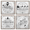 ARTFAVES® Schilder Set - Vintage Weihnachten Schwarz | Weihnachtsdeko Shabby Chic Vintage Holzbilder Collage Wandbilder | Größe: 19 x 19 cm