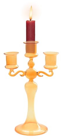 Candélabre à 3 branches en verre transparent avec 3 branches - Décoration pour fêtes à thème, décoration de table, salle à manger, centre de candélabre
