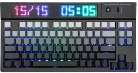 EPOMAKER DynaTab 75X Wireless Gaming Keyboard with Custom Dot-Matrix RGB LED Screen, Creamy Gasket Mechanical Keyboard, Bluetooth/2.4G/USB-C, RGB (Black Grey, Sea Salt Silent Switch)