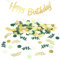 Lot de 301 confettis de table d'anniversaire - Vert - Décoration dorée - Happy Birthday - Guirlande - Pour homme et femme