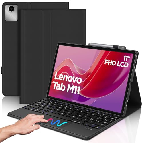 IVEOPPE Tastiera per Lenovo Tab M11 11 2024 con Touchpad, Tastiera Per Lenovo Tab M11, Cover Tastiera Trackpad Layout Italiano Bluetooth per Lenovo Tab M11 11 2024 (TB330FU/TB330XU), Nero