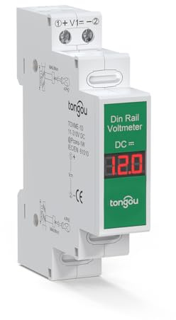TONGOU DIN-Schienen-Voltmeter DC11~310V, Voltage meter mit roter LCD-Digitalanzeige, DC Messgerat Gleichspannungsprüfung für PV-Solarsystem/Batterie