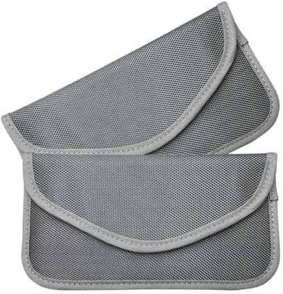 KITUREK Faraday-Signalblockiertasche, Schlüsselanhänger-Schutz, Faraday-Tasche, Käfigbox, Brieftaschen-Hülle für Handy, Privatsphäre, Anti-Hacking, RFID-Kartenschutz, Signalabschirmung, Grau, 2 Stück