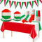 Italian Flag Party Supplies Set - Tableware With Banner, Plates, Cups, Napkins, Tablecloth - Red, White and Green Favors for Italy Family Gathering - Kitchen Dining Serves 20 Guests