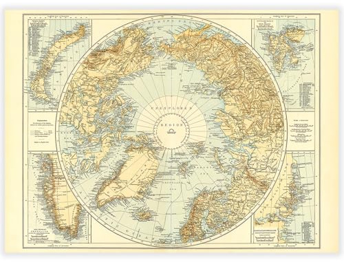 Bristlegrass 500 Pieces The Antique World Map of North Polar Regions 1895 Puzzle,-Jigsaw Puzzles for Adults 500 Pieces and Up, Puzzles Gift for Women & Mom Christmas Puzzle for Family & Friends