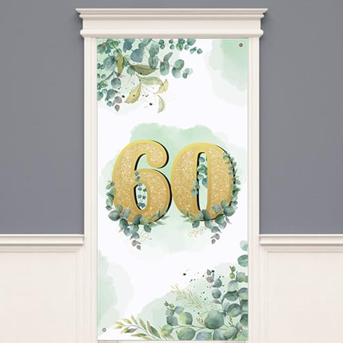 HAKOTOM 60 Jahrestag Türabdeckung Diamant Hochzeit Banner 60 Hochzeitstag Deko 60 Diamant Hochzeitsbanner 182x91cm Diamantenes Jubiläum Dekoration für Männer Frauen 60 Jahrestag Hochzeit