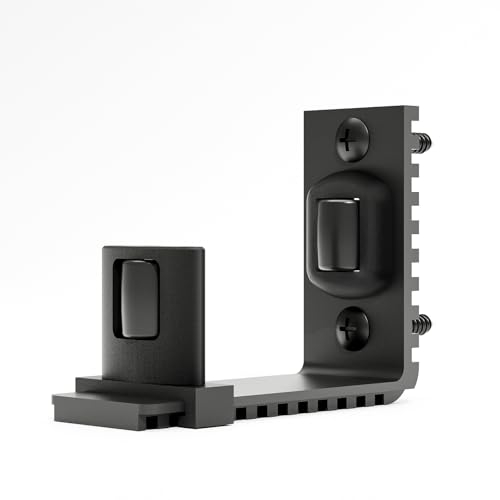 CCJH Guía de suelo ajustable para puerta corredera, puerta de granero de pared/parte inferior de puerta corredera, negro