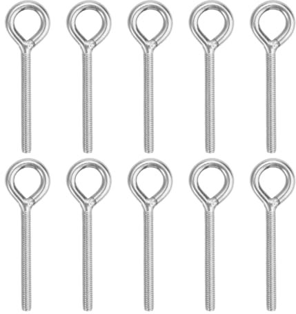 10 Pezzi M6 golfari bullone occhielli,Bullone a occhiello inox 304,75mm argento filettatura maschio bullone ad anello,Antiruggine anelli acciaio con vite,per Esterni Casa Fissaggio e sospensione