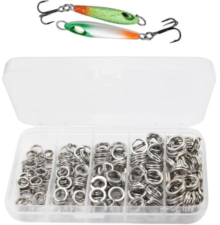 Hochleistungs-Flachdrahtring, Doppelspaltringe aus Edelstahl | Verbindungsset für Ködergeräte aus Edelstahl,Rostfreier Angelhaken-Verbinder mit Wirbeln und Druckknöpfen in 5 Größen für Süßwasser und S