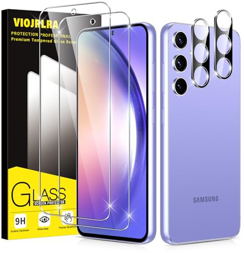 Viojrlra Vidrio Templado 2 Piezas para Samsung Galaxy A54 5G, con 2 Piezas Película Protectora de Cámara, Dureza 9H Vidrio Templado, 0,33 mm UHD, Antiarañazos, Sin Burbujas