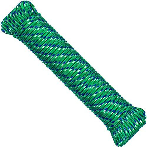 SteadMax Corde en polyéthylène tressée Diamant de 0,6 cm pour extérieur, randonnée, Camping, Corde Utilitaire Multi-Usage, Corde à Linge, 30,5 m, Vert (Lot de 1)