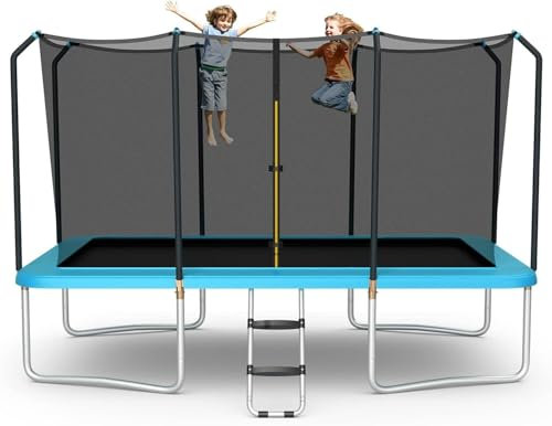 Rechteckiges Trampolin mit Sicherheitsnetz und Leiter, 2,4 m x 3,6 m, faltbares Mini-Trampolin, 150 kg Tragkraft, Indoor-Outdoor-Trampolin-Set
