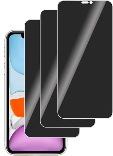 LERINNA 3 Stück für Panzerglas Privatbildschirm für iPhone 11/XR, Anti-Spy,9H Härte temperglas, Anti-Kratzen, Sichtschutz Schutzfolie für iPhone 11/XR