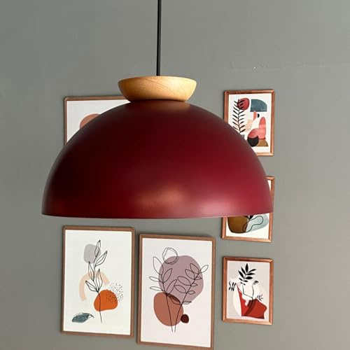 bamyum Yimpi Küchenlampe Hängend Vintage Ø30 cm, Lampenschirm Hängelampe Esstisch Wohnzimmer, Burgundisch, Küche, Pendelleuchte