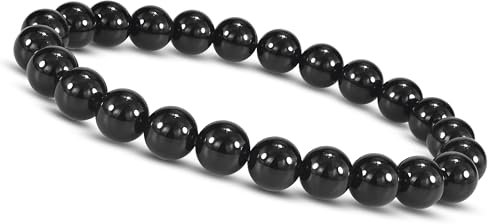 Unique Gems Chakra Kinder Perlenarmband echter schwarzer Onyx Ø 6mm Naturstein Perlen elastisch 13cm bis 15cm Juweliers Qualität