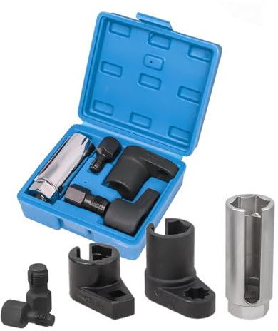 Reinko 5tlg Lambdasonden Werkzeug Lamdasonde Schlüssel Nüsse Set und Gewindereparatur