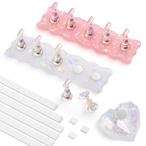 Etercycle Nail Stand, 2 Set Nail Holder For Painting Nails, Magnetic Press On Nail Kit Nail Tech Must Haves Practice Acrylic Nail Art Tools for Nails Display with 96 Pcs Reusable Putty 1 Heart Base