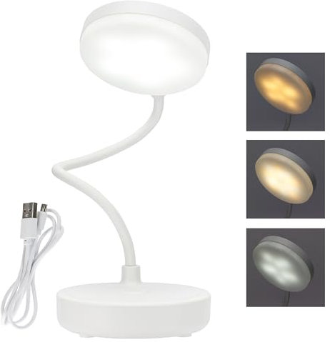 BRIGHTICO Lampe de chevet avec corps orientable et câble USB inclus - Lampe de bureau sans fil avec bouton variateur pour régler la température de la lumière