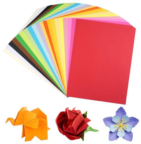 Origami Papier,100 Blatt Buntes Papier A4,65 g/m² Bastelpapier,Doppelseitiges Buntpapier in 20 Farben für DIY Kunst und Bastelprojekte