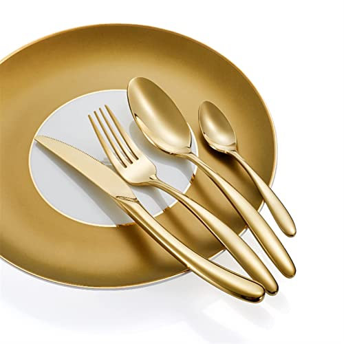 Bestecksets 4-teiliges Set Goldenes Geschirrset Edelstahlbesteck Gabeln und Löffel Set Besteck Westerngeschirr Messer Kreuzlöffel Zero Waste Ft Dekoration,